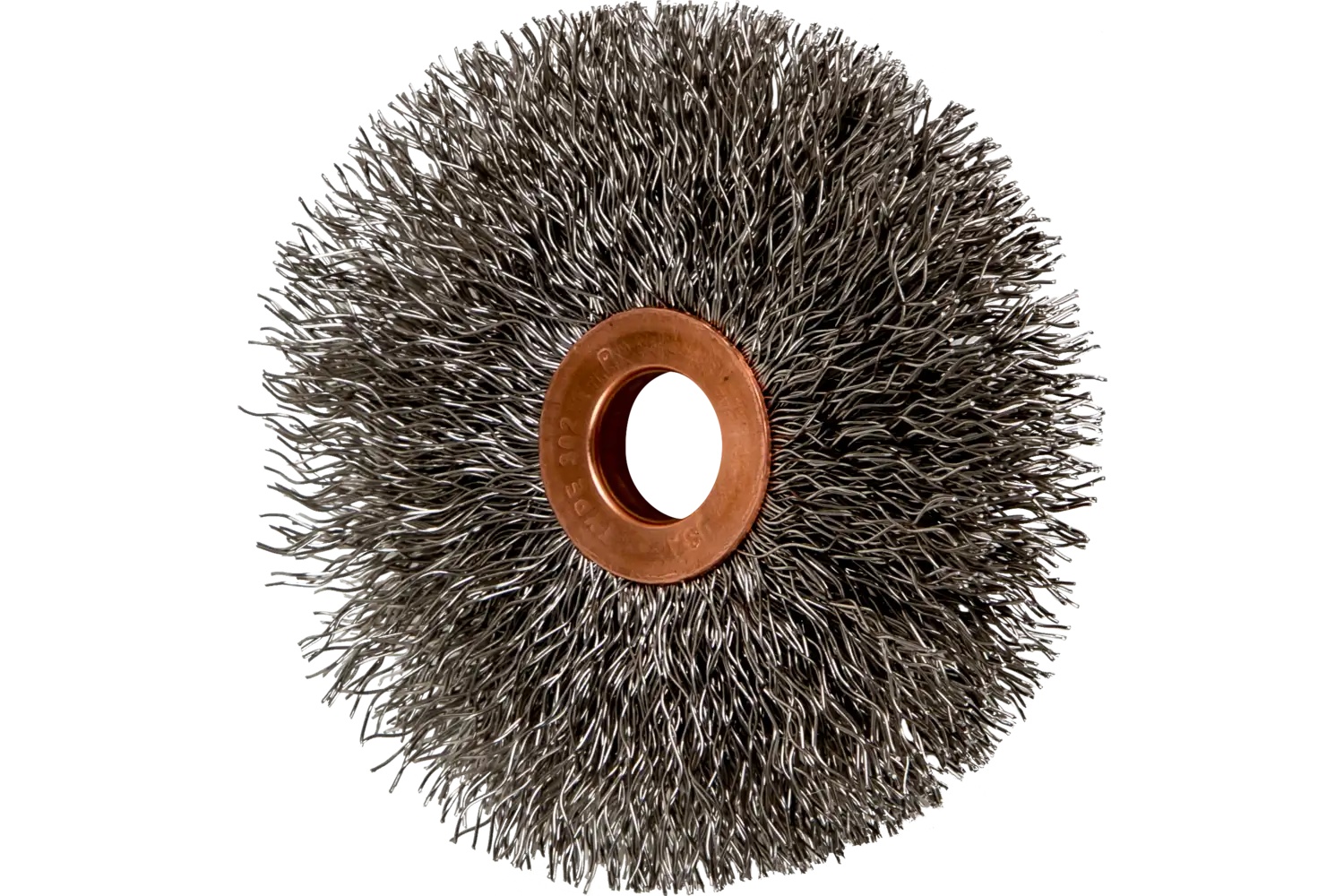 Picture of Pferd Tube Center Wire Wheel Brush 3" Dia. .012 Stainless Steel 1/2-3/8" Arbor